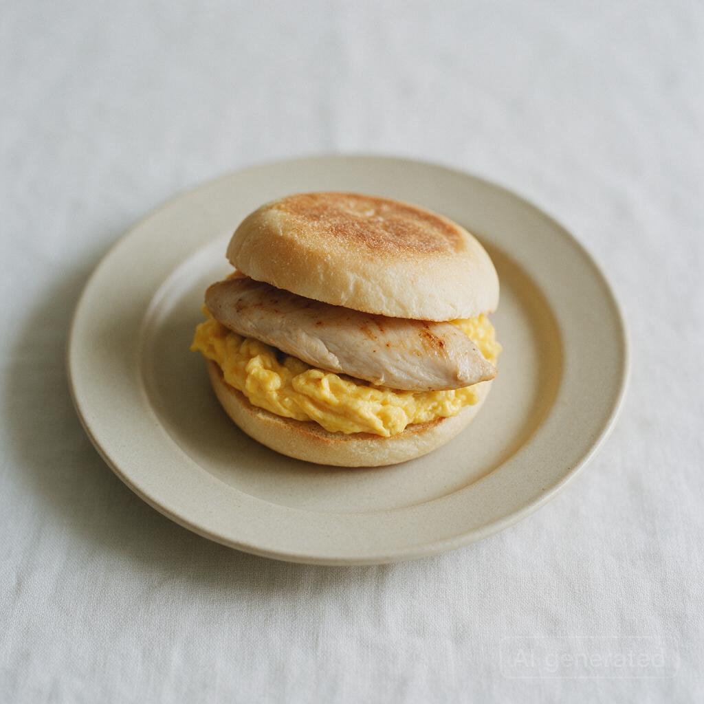 Breakfast on a Bun with egg and chicken, hold the cheese