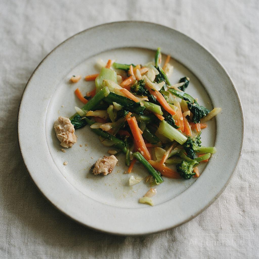 Stir-fried vegetables with tofu or leftover cooked protein