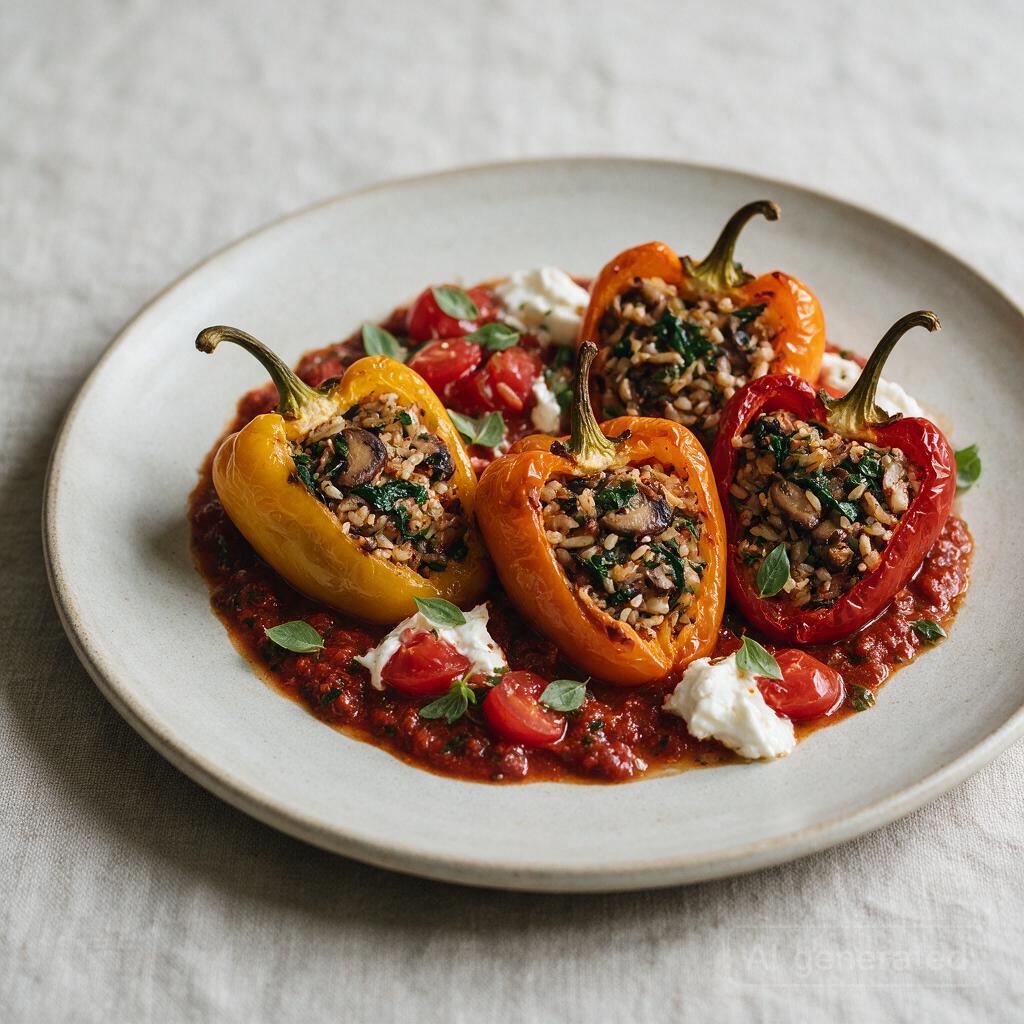 Stuffed bell peppers with tomato and herbs