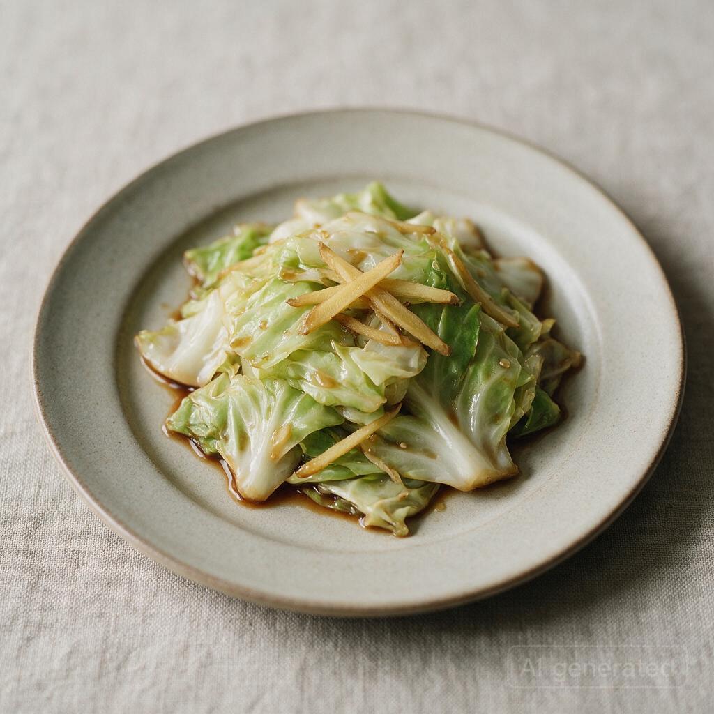 Stir-fry with cabbage, ginger, and soy sauce