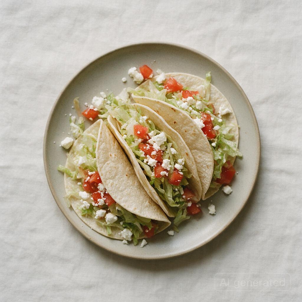 Tacos with shredded lettuce, tomatoes, and cheese