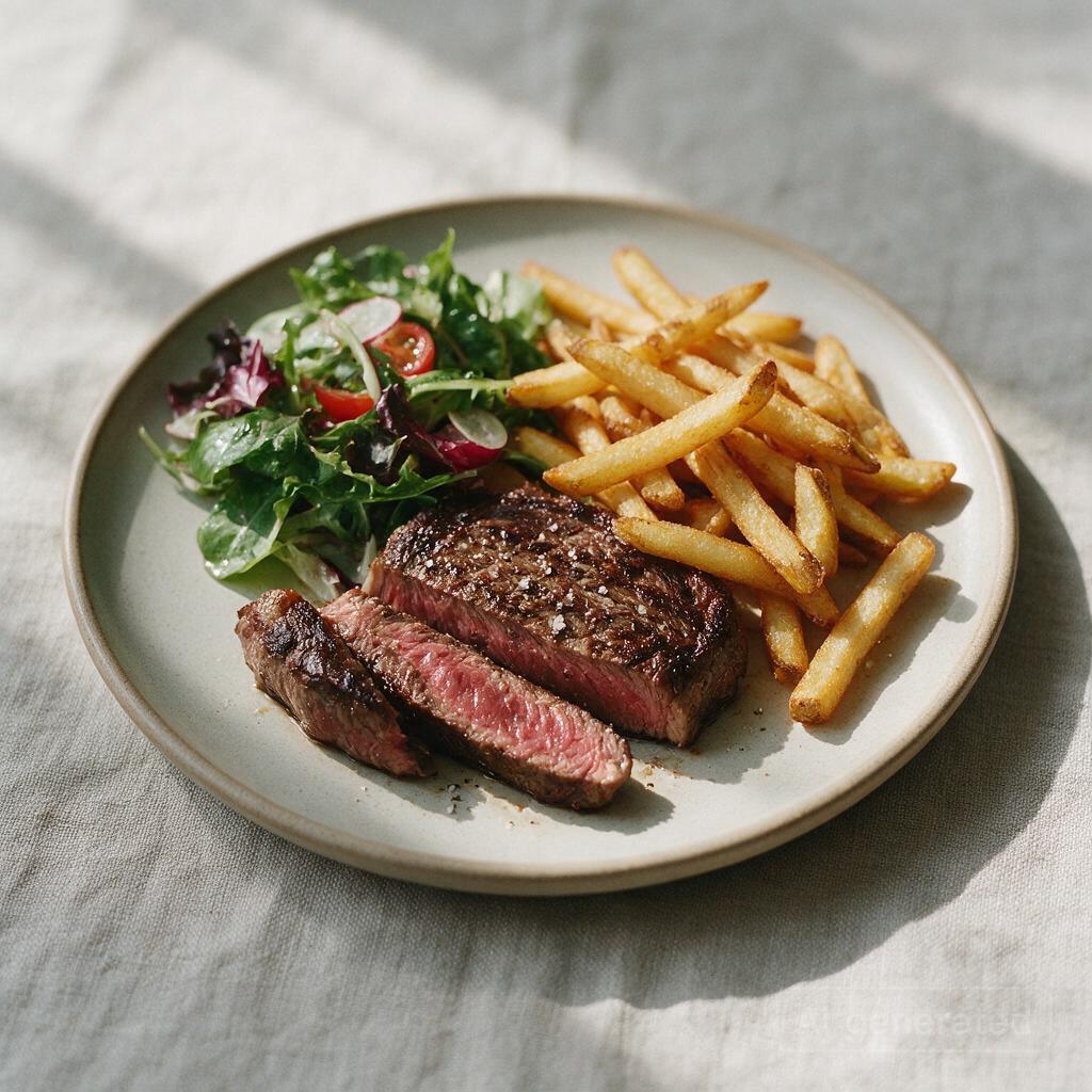 Steak frites with side salad instead of fries