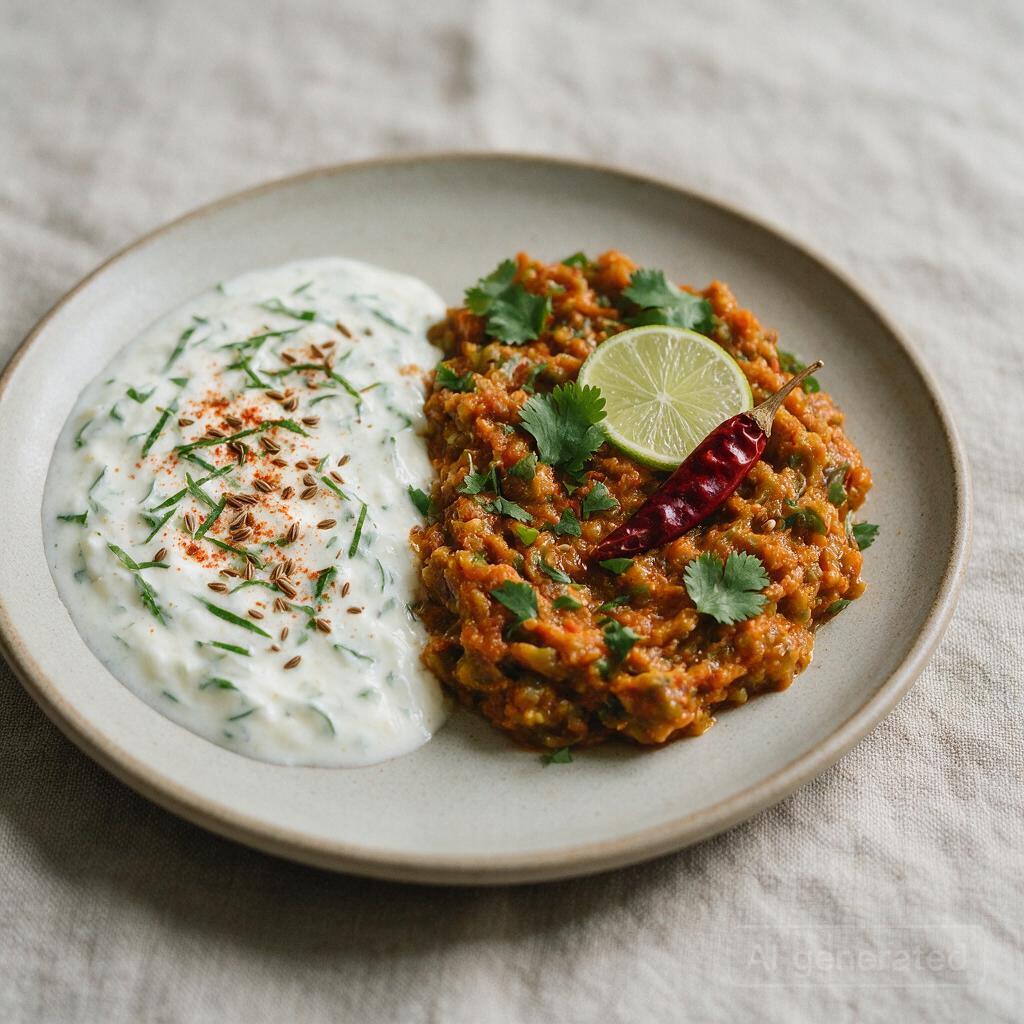 Raita and a vegetable curry like baingan bharta