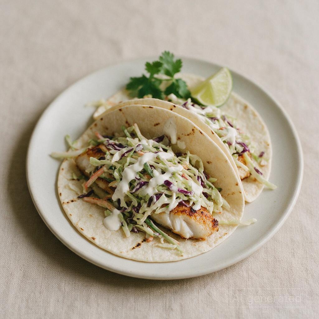 Grilled fish tacos with cabbage slaw