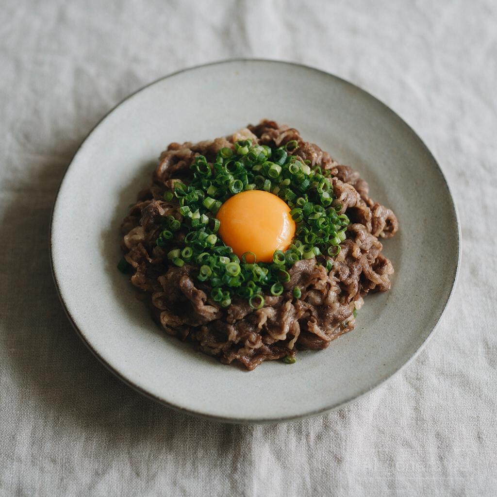 Negitama Gyudon (beef bowl with green onion and egg)